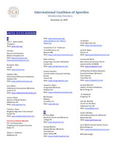 International Coalition of Apostles Membership Directory November 10, 2009 UNITED STATES MEMBERS A