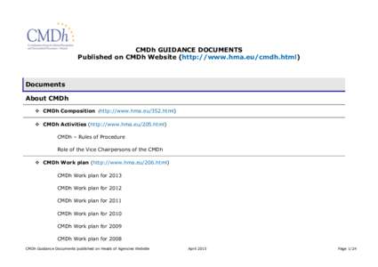 HTGH  CMDh GUIDANCE DOCUMENTS Published on CMDh Website (http://www.hma.eu/cmdh.html)  Documents