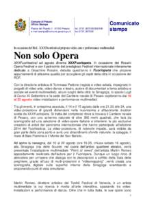 Comune di Pesaro Ufficio Stampa Piazza del Popolo[removed]Pesaro e-mail [removed]  tel[removed]/506