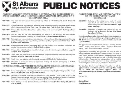 PUBLIC NOTICES NOTICE IN ACCORDANCE WITH SECTION 73 OF THE PLANNING (LISTED BUILDINGS AND CONSERVATION AREAS) ACT 1990 CONCERNING PROPOSED DEVELOPMENT IN A CONSERVATION AREA[removed]