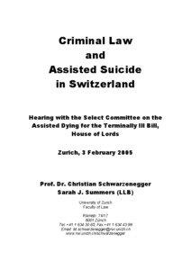 Criminal Law and Assisted Suicide