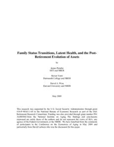 Aging / Retirement / Termination of employment / Wealth / Health and Retirement Study / Social Security / Panel data / Statistics / Economics / National accounts