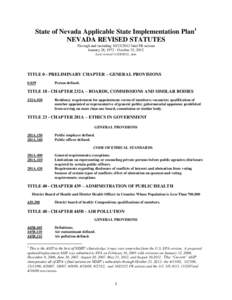 State of Nevada Applicable State Implementation Plan1 NEVADA REVISED STATUTES Through and including[removed]final FR actions January 28, [removed]October 23, 2012 Last revised[removed], akm