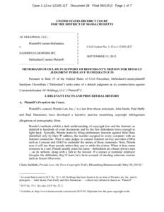 Case 1:12-cvJLT Document 29 FiledPage 1 of 7  UNITED STATES DISTRICT COURT FOR THE DISTRICT OF MASSACHUSETTS ____________________________________