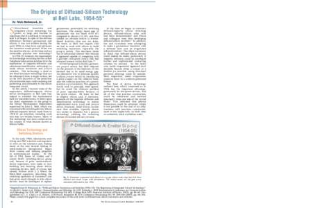 The Origins of Diffused-Silicon Technology at Bell Labs, [removed]* by Nick Holonyak, Jr.