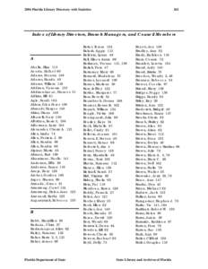 2004 Florida Library Directory with Statistics  261 Index of Library Directors, Branch Managers, and Council Members