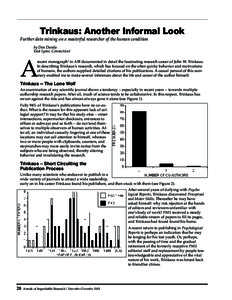 Trinkaus: Another Informal Look Further data mining on a masterful researcher of the human condition by Don Danila East Lyme, Connecticut  A