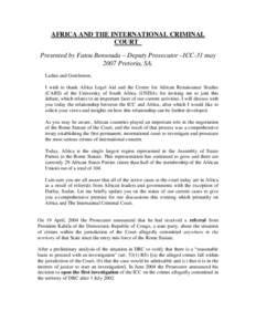 Criminal law / International Criminal Court / Year of birth missing / Responsibility to protect / War in Darfur / International Criminal Court investigation in the Democratic Republic of the Congo / Thomas Lubanga Dyilo / Ahmed Haroun / Commission of Inquiry on Darfur / International criminal law / Darfur conflict / International relations