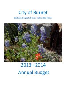 City of Burnet Bluebonnet Capital of Texas—Lakes, Hills, History 2013 –2014 Annual Budget