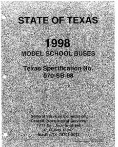 GENERAL SERVICES COMMISSION 1998 BUS REQUISITION SCHEDULE REQUISITION DUE DATE BID ADVERTISED