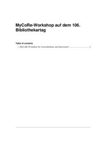 MyCoRe-Workshop auf dem 106. Bibliothekartag