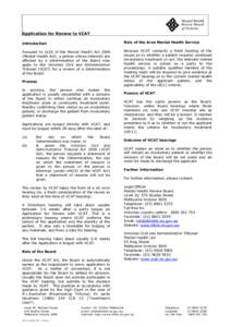 Application for Review to VCAT Introduction Role of the Area Mental Health Service  Pursuant to s120 of the Mental Health Act 1986