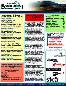 December 2011	  Meetings & Events Tuesday, December 6 Ambassador Meeting, 7am 5th Avenue Restaurant