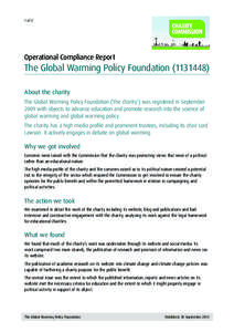 Operational compliance report The Global Warming Policy Foundation