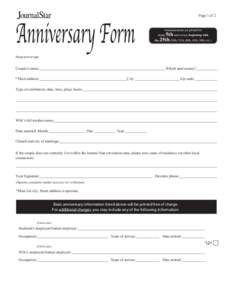 Page 1 of 2  Announcements are printed for 5th anniversary beginning with the 25th (30th, 35th, 40th, 45th, 50th, etc.)