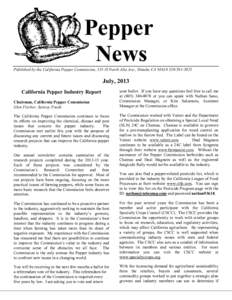 Pepper News Published by the California Pepper Commission, 531-D North Alta Ave., Dinuba CA[removed]3925 July, 2013 California Pepper Industry Report