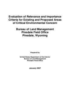 Microsoft Word - Pinedale BLM ACEC Evaluation Report.doc