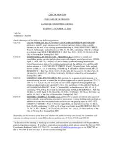 CITY OF NEWTON IN BOARD OF ALDERMEN LAND USE COMMITTEE AGENDA TUESDAY, OCTOBER 12, 2010 7:45 PM Aldermanic Chamber