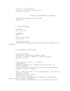 Consejo de la Magistratura Comision de Selecci¢n de Magistrados y Escuela Judicial PLANILLA DE ANTECEDENTES CONFORMADA POSTULANTE: ESPINOSA, MARIA CRISTINA