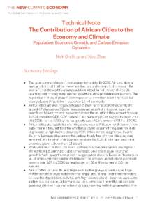 Technical Note The Contribution of African Cities to the Economy and Climate Population, Economic Growth, and Carbon Emission Dynamics