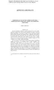 Reprinted with permission of the Saint Louis University Law Journal ©2000 St. Louis University School of Law, St. Louis, Missouri ARTICLES AND ESSAYS  ADDRESSING QUALITY OF LIFE CRIMES IN OUR CITIES: