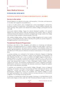 DEPARTMENT OF HEALTH RESEARCH  Basic Medical Sciences Intramural Research NATIONAL INSTITUTE OF IMMUNOHAEMATOLOGY, MUMBAI Service to the nation