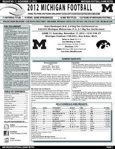 Denard Robinson / Vincent Smith / Michigan Wolverines football / Fitzgerald Toussaint / Kevin Koger / Roy Roundtree / Jamie Morris / Michigan Wolverines football team / Devin Gardner / American football / College football / Football