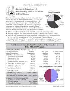 PINAL COUNTY Economic Importance of Off-Highway Vehicle Recreation to Pinal County Pinal County is located in the central part of the state. It has 3.5% (179,727) of the state’s population and 4.7% (3,437,462