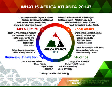 WHAT IS AFRICA ATLANTA 2014? Consulate General of Belgium in Atlanta Spelman College Museum of Fine Art Clark Atlanta University Art Gallery Jimmy Carter Library and Museum