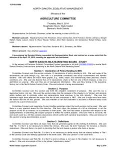 [removed]NORTH DAKOTA LEGISLATIVE MANAGEMENT Minutes of the  AGRICULTURE COMMITTEE