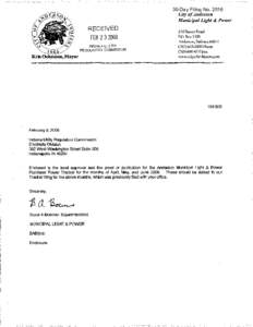 30-Day Filing No[removed]City ofAnderson Municipal Light & Power RECEIVED