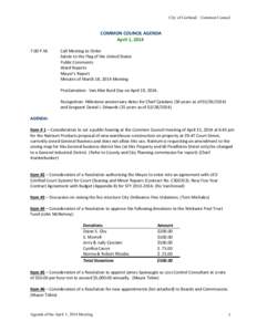 City of Cortland – Common Council  COMMON COUNCIL AGENDA April 1, 2014 7:00 P.M.