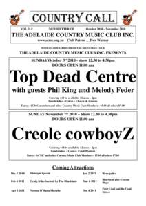 Adelaide Country Music Club Country Call OctoberNovember 2010 Issue - Vol 21.5