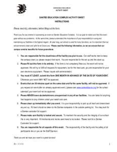 SANTEE EDUCATION COMPLEX  ACTIVITY SHEET SANTEE EDUCATION COMPLEX ACTIVITY SHEET INSTRUCTIONS