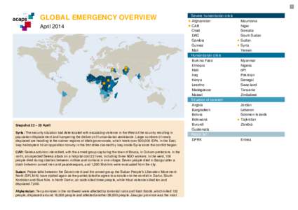 1  GLOBAL EMERGENCY OVERVIEW April[removed]Snapshot 22 – 29 April