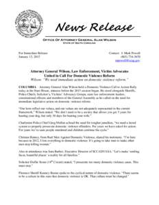 News Release Office Of Attorney General Alan Wilson State of South Carolina For Immediate Release January 13, 2015