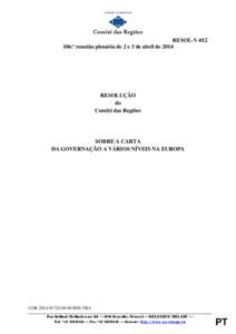 RESOL-V[removed].ª reunião plenária de 2 e 3 de abril de 2014 RESOLUÇÃO do Comité das Regiões