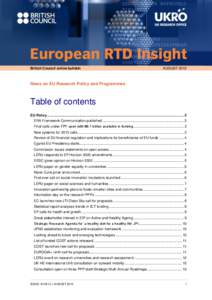 European Research Council / Marie Curie Actions / FP7 / Framework Programmes for Research and Technological Development / Directorate-General for Information Society and Media / European Institute of Innovation and Technology / Interreg / European Union / Europe / Science and technology in Europe / CORDIS