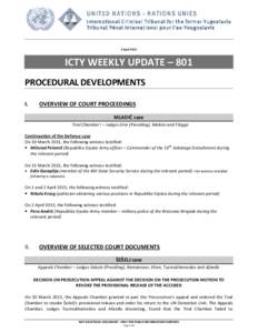 ICTY WEEKLY UPDATE – 801