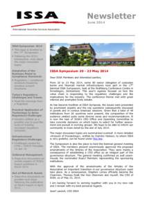 Newsletter June 2014 International Securities Services Association ISSA Symposium 2014  This issue is devoted to
