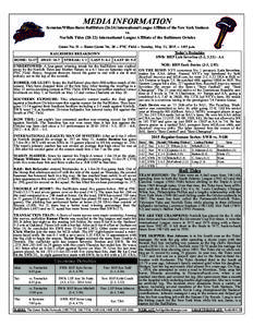 MEDIA INFORMATION Scranton/Wilkes-Barre RailRidersInternational League Affiliate of the New York Yankees vs. Norfolk TidesInternational League Affiliate of the Baltimore Orioles Game NoHome Game