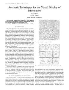 Interactive Digital Multimedia IGERT Annual Research Review  Aesthetic Techniques for the Visual Display of Information August Black IGERT Fellow
