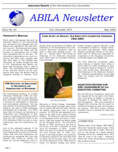 American Branch of the International Law Association  ABILA Newsletter Issue No. 83  ILA—Founded 1873