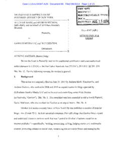 Case 1:13-cv[removed]AJN Document 66 Filed[removed]Page 1 of 15  UNITED STATES DISTRICT COURT SOUTHERN DISTRICT OF NEW YORK  ----------------------------------------------------------------------)(