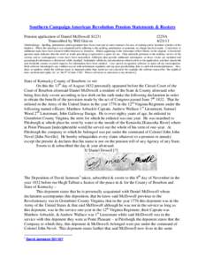 Southern Campaign American Revolution Pension Statements & Rosters Pension application of Daniel McDowell S1231 Transcribed by Will Graves f22VA[removed]