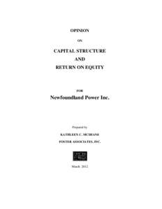 Opinion on Capital Structure and Return on Equity - Kathleen C. McShane - May 16, 2012