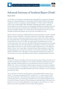 The Post 2015 Water Thematic Consultation Synthesis Report  Advanced A dvanced Summary of Synthesis Report (Draft) March 2013