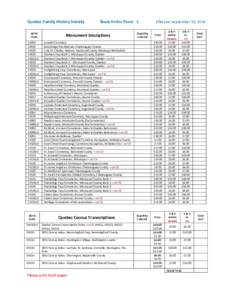 Quebec Family History Society  Book Order Form 2 QFHS Code