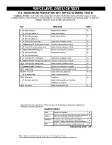 NOVICE LEVEL Dressage Tests U.S. Equestrian Federation 2014 NOVICE Eventing TEST B Conditions: 1) Bridle: A plain snaffle bridle, made entirely of leather or leather like material, with either a regular cavesson, a dropp