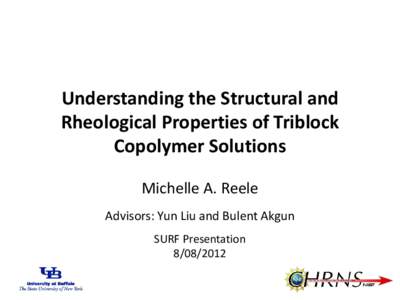 Understanding the Structural and Rheological Properties of Triblock Copolymer Solutions Michelle A. Reele Advisors: Yun Liu and Bulent Akgun SURF Presentation